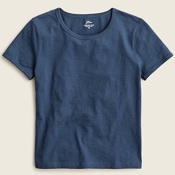 J crew ‘90s cropped organic slub cotton tee shirt deep navy - Picture 2 of 4